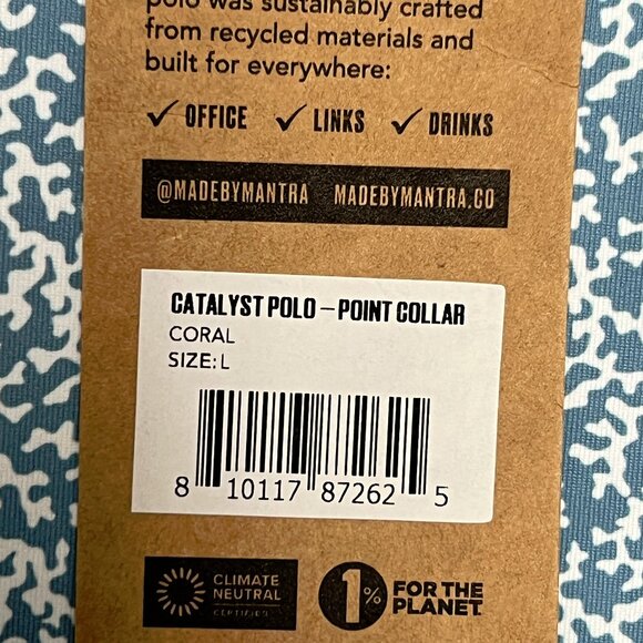 NWT Mantra Polo Shirt Mens Large Blue Catalyst Point Collar Performance Golf NEW - Picture 5 of 9